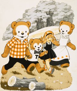 若い女の子とテディベア 作： English School