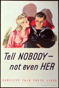 誰にも教えないでください-彼女もです。不注意な話は命を要し、第二次世界大戦のポスター