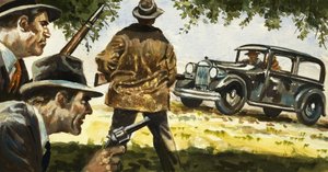 テキサスレンジャーズ、ボニーとクライドが運転する車を待ち伏せ 作： English School