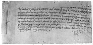 ヘンリー8世をイングランドの教会の首長として認めた最高権法、1534年（紙にインク） 作： English School