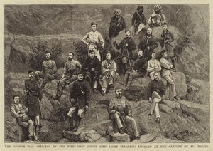 アフガン戦争、アリ・ムジッドの攻略に従事した第五十一（キングズ・オウン・ライト・インファントリー）の将校たち（エングレーヴィング 作： English School