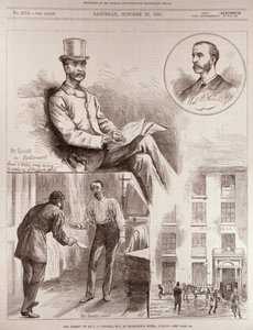 1881年10月22日の &39;The Illustrated London News&39;からのダブリンのモリソンズホテルでのCSパーネル議員の逮捕 作： English School