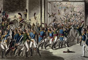 1815年3月20日のチュイルリーへのナポレオン（1769-1821）の到着 作： English School