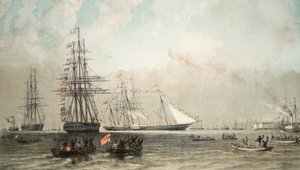 1863年3月7日、グレーブセンド沖のロイヤルヨットの到着。エドワード7世の結婚記念碑とパブ、デンマークのアレクサンドラから。 1864