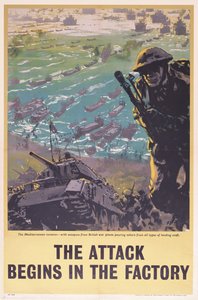攻撃は工場で始まる、第二次世界大戦のポスター、1943
