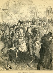 フランスのルイフィリップ王を暗殺しようとする試み、カッセルズイングランドの歴史を描いたイラスト、18571858 作： English School