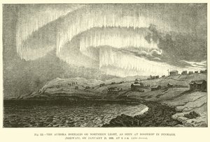 1839年1月21日午後6時にフィンランド（ノルウェー）のBossekopで見られるオーロラボレアリスまたはオーロラ 作： English School