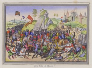 モンティエルの戦い」（彩色済み彫刻 作： English School