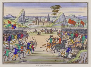 ポワチエの戦い」（彩色済み彫刻 作： English School