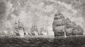 JRグリーンによる「イギリス人の短い歴史」からの1804年のプロオーラの戦い、1893年発行 作： English School