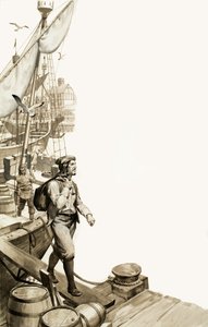 フランスの船乗りがイギリスの港に運んだ黒死 作： English School