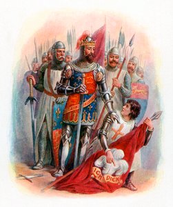 クレシーの戦場でボヘミア王の旗を見つけた黒王子 作： English School