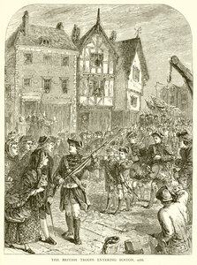 1768年にボストンに進入したイギリス軍 作： English School