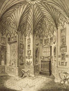 T.モリスによって彫刻されたキャビネット、ホレスウォルトン著「ストロベリーヒルの描写」、1784年 作： English School