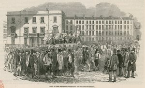 行列の一部である1848年のケニントンコモンに関するチャーティスト会議-ブラックフライアーズブリッジでスケッチ 作： English School