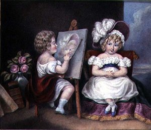 子供の肖像画家」1825年頃（水彩・紙） 作： English School