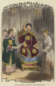 中国皇帝とマンダリン（彩色済み彫刻 作： English School