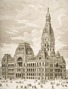 シカゴ市役所、1870年頃、1876年に宗教トラクト協会が発行した「アメリカンピクチャーズ」から 作： English School