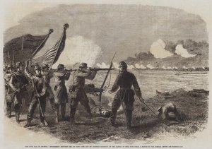 アメリカ南北戦争、ブルランの戦いでのニューヨーク第71連隊とアラバマ連隊の交戦（エングレービング 作： English School