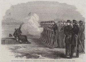 アメリカ南北戦争、アレクサンドリア連邦キャンプでの脱走兵の処刑 作： English School