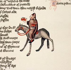 オックスフォードの書記官、カンタベリー物語の詳細、ジェフリー・チョーサー作（c.1342-1400）エルズミア写本、ファクシミリ版、1911（オリジナルの詳細は128942を参照）