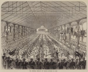 1856年10月22日、ダブリンでのクリミアの宴（エングレーヴィング 作： English School