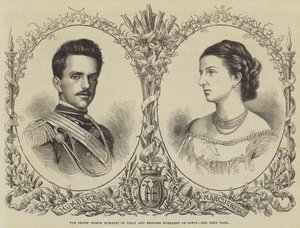 イタリアのハンバート皇太子とサボイのマーガレット王女（彫刻 作： English School