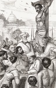 ビルマ出身のカレン殉教者のはりつけ、1865年頃（木の彫刻） 作： English School