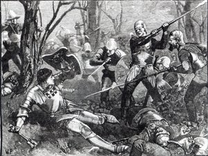 バーネットの戦いでのキングメーカーの死、1880年頃 作： English School