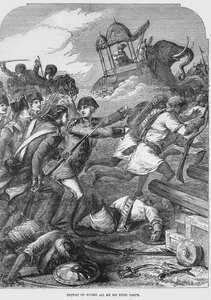 1781年のエアコート（1726-83）によるハイダーアリ（1722-82）の敗北（彫刻）（バンドル写真） 作： English School