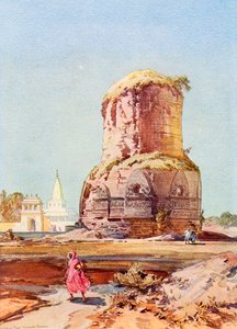 ウッタル・プラデーシュ州サールナート、ダメック・ストゥーパ（1920年頃の版画『The Wonders of the World』より） 作： English School