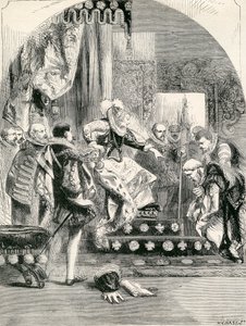 エリザベスによるマレー伯爵とキルウィニングの修道院長の解任、1865年 作： English School