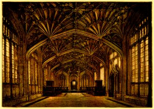 オックスフォードの神学校：1445年から1454年の間に建てられた、サミュエルR.ガーディナーによるイギリスの学生の歴史からの図解、1902年発行（デジタル強化画像） 作： English School