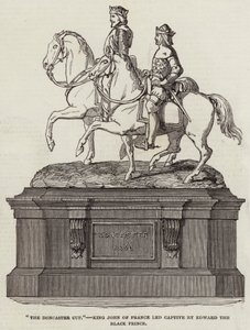 「The Doncaster Cup」、黒太子エドワードに捕らえられたフランスのジョン王（エングレービング 作： English School