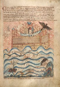 ハトとカラス、「ホルカム聖書絵本」から、1320-30年頃（紙に水彩） 作： English School