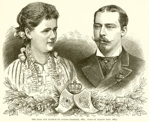アルバニーの公爵と公爵夫人（結婚、1882年。アルバニーの公爵は1884年に死亡） 作： English School