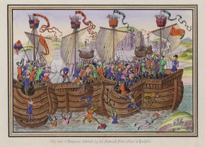ペムブローク伯爵、ラ・ロシェル前でスペイン艦隊に攻撃される（カラー図版 作： English School
