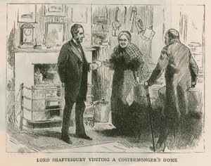 シャフツベリー伯爵。 Costermongersの家を訪れるShaftesbury卿 作： English School