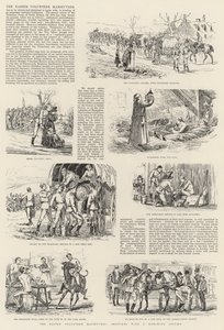 復活祭の義勇軍演習、行進隊とのスケッチ（版画 作： English School
