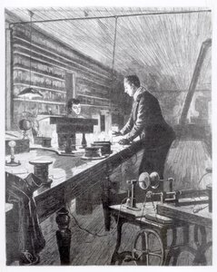 電灯、エジソン氏（1847〜1931年）の研究室