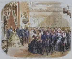 Venäjän keisari kreivin ja kreivitär de Mornyn pitämässä juhlassa Pietarissa (kaiverrus) 作： English School
