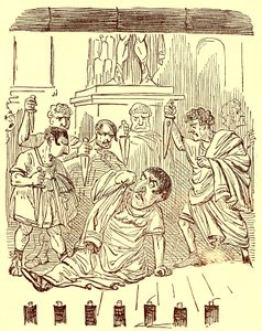 ジュリアス・シーザーの終わり、ギルバート・アボット・ア・ベケットによるローマのコミック史のイラスト、c.1850（デジタル強化画像）を公開 作： English School