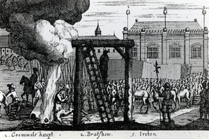 Oliver Cromwell、John BradshawおよびHenry Iretonの処刑、1661年 作： English School