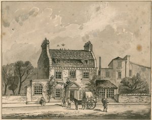 ファーシングパイハウス、ロンドン、1820年のオリジナルのドローイング（紙にトイレ） 作： English School