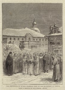 ロシアの祝祭、トロイツァ修道院への皇帝の訪問（エングレーヴィング 作： English School