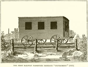 最初の鉄道旅客輸送実験（1825） 作： English School