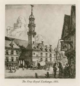 最初の王立証券取引所、ロンドン、1571 作： English School