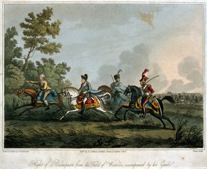 1815年、1817年のウォータールー飛行場からのボナパルトの飛行（1769-1821）（アクアチント） 作： English School