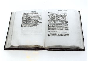フォックスとブドウ、ウィリアムカクストン（1422-91年頃）によるイソップ寓話の図解訳1434 作： English School