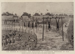 ダホメーのフランス人、ダホメー人捕虜の処刑（エングレービング 作： English School